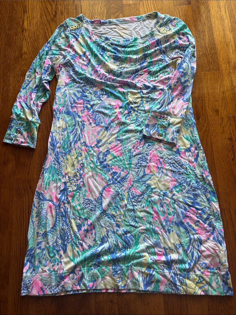 Lilly Pulitzer Pastel Floral Shift Dress in Blue, Pink, Green